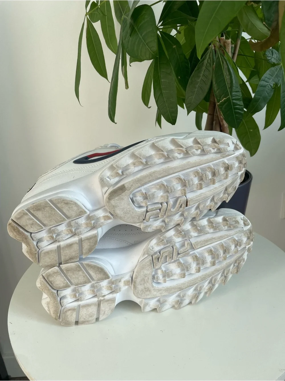 Women Size 10 Fila Disruptor II Premium Repeat Platform Shoes White Navy Red
